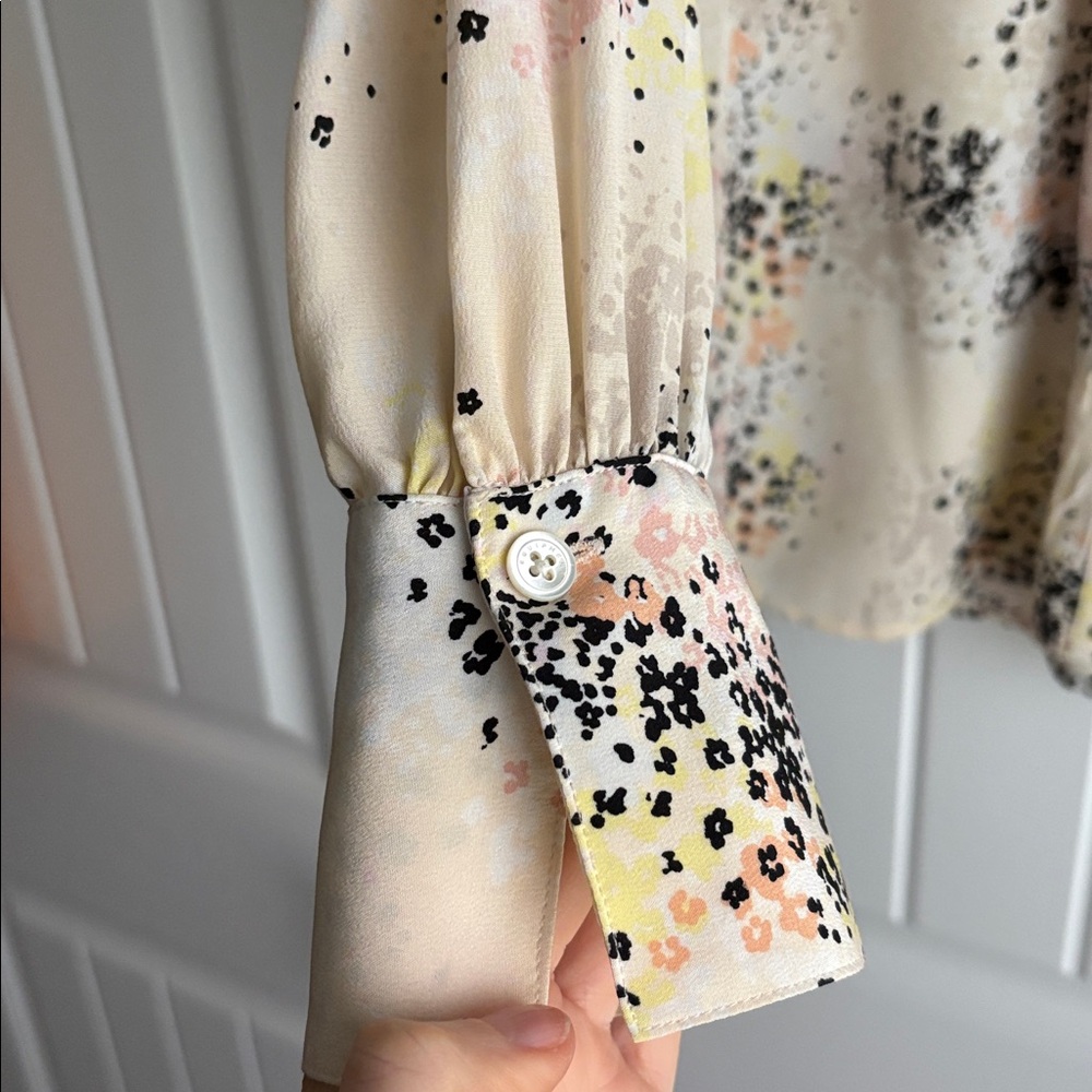 Equipment Cream and Black Floral Blouse - Picture 5 of 8